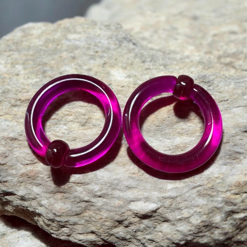 Pair 6g 9/16 Purple Acrylic Captive Bead Rings - Body Piercing Jewelry